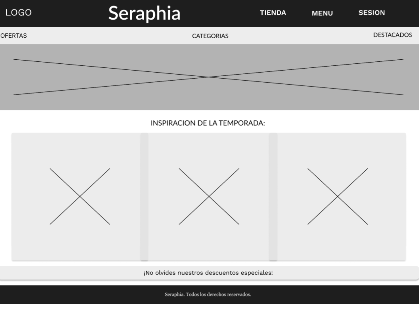 Mockup de la vista principal Seraphia